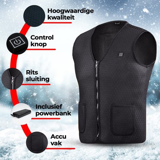 Beheizter Bodywarmer - Elektrisch beheizt - USB wiederaufladbar - 3 Stufen - Größe L - Frauen / Männer