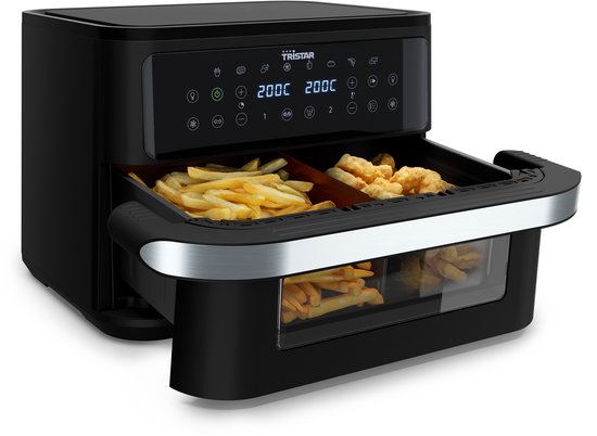 Tristar Airfryer FR-9432 – 10 l – Dual Zone Flex – Sichtfenster – 8 Vorprogramme – Snackverteiler – 2800 W