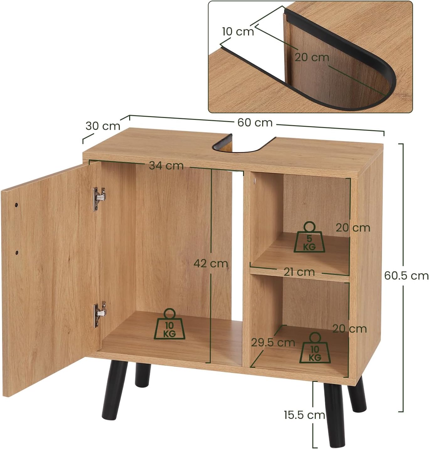 EUGAD Waschtischunterschrank – Badezimmerschrank – Weiß