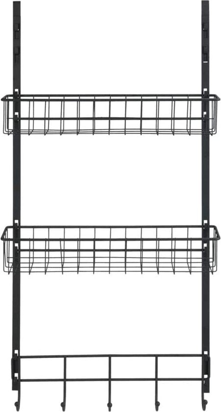 Wenko Multifunktionales Türregal – Schwarz – Anbringen ohne Bohren | Geeignet für Türen mit Aufsatz | Geeignet für flächenbündige Türen