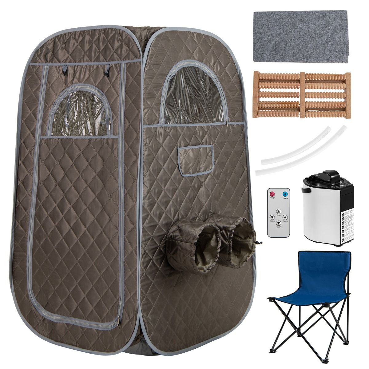 Coast tragbare Dampfsauna – Heimsauna für 1–2 Personen – 3-Liter-Dampferzeuger – Grau 89 x 89 x 149 cm