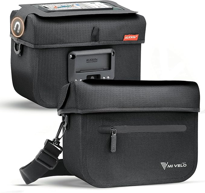 MIVELO Lenkertasche - 100% Wasserdicht & mit Handytasche - 7 Liter - Schwarz Reflektierend