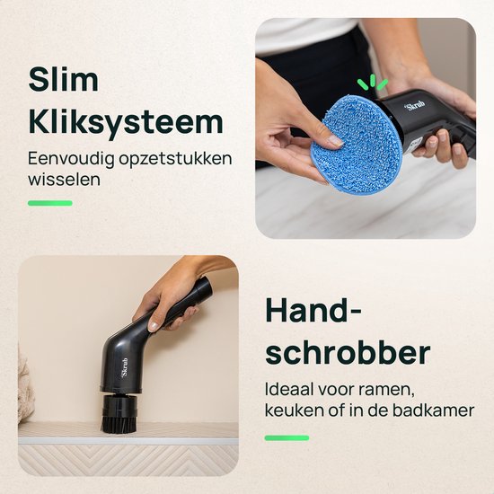 Skrub Elektrische Reinigungsbürste - Schrubber mit Griff für das Badezimmer - 8 Aufsätze