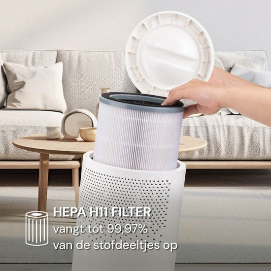 Vitapur Luftreiniger – Air purifier – Luftreiniger mit HEPA-Filter – Ionisator mit 360-Grad-Luftstrom – extrem leise mit Timer – weiß