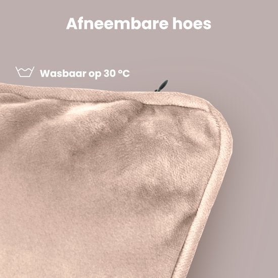 Auronic Wärmekissen - Samt - 45x60 - Kabellos - Wiederaufladbar - Elektrisches Kissen - Infrarot - Rosa