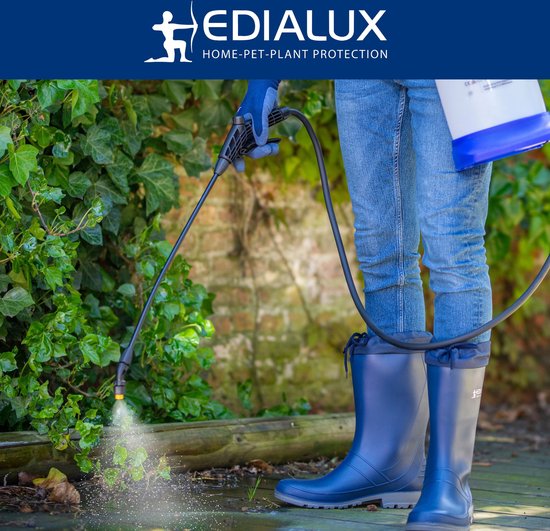 Edialux Coral 5-Liter-Drucksprühgerät, Drucksprühgerät für Reinigungs-, Desinfektions- und Gartenarbeiten, geeignet für Bleichmittel, Reinigungsessig, Herbizide, braune Seife, Soda, austauschbare Teile