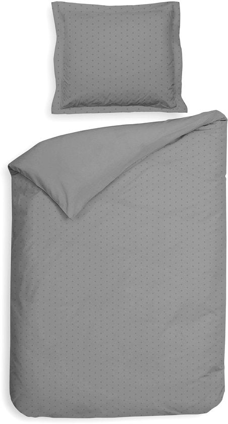 Heckettlane Bettbezug „Punto“ – Bettwäsche mit Punkten – 260 x 200–220 cm – Einzelbetten XL – Grau – Bettbezug aus 100 % Baumwollsatin