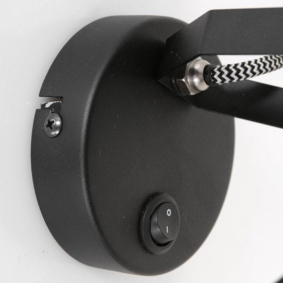 Spot-Wandleuchte Acier 3337ZW Schwarz, E27-Fassung, dreh- und neigbar, Metall, Mexlite