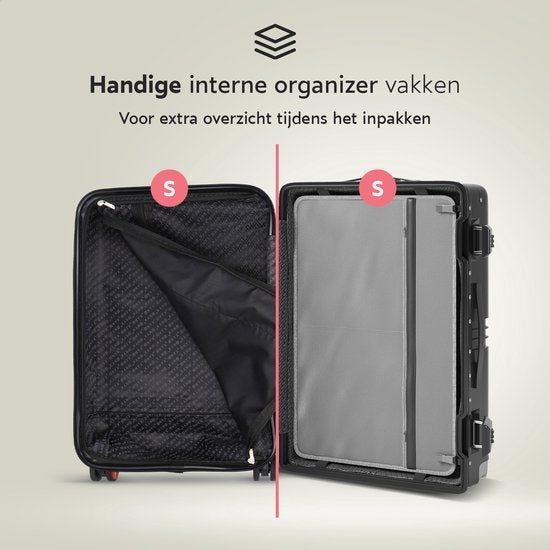 ONYX® - 2-teiliges Kofferset - Handgepäck mit Fronttasche und Check-in-Koffer - 35L/100 L - TSA-Schloss - Leichtgewicht-Trolley - Aluminiumverschluss - Schwarz