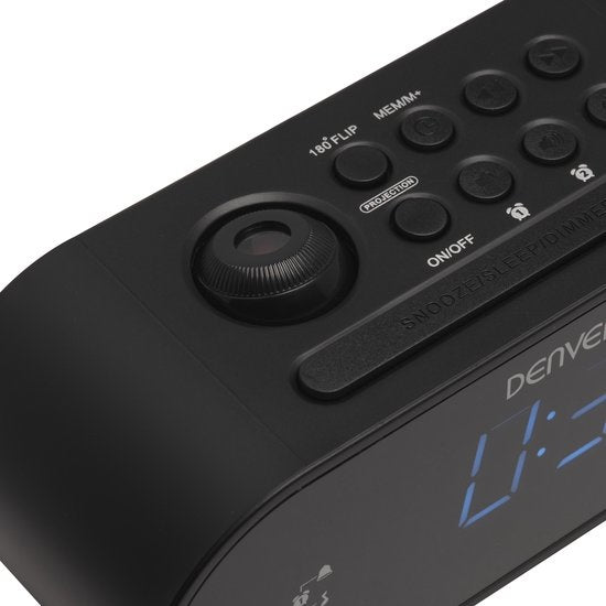 Denver Radiowecker mit Projektion - FM-Radio - 180Â°-Projektionsuhr - Doppelweckzeit - CRP717 - Schwarz