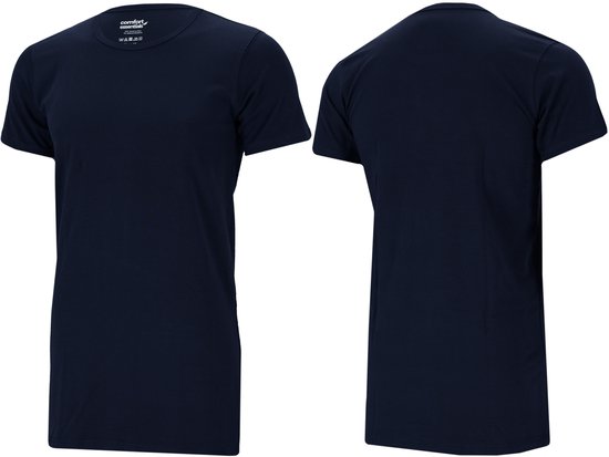 Comfort Essentials – T-Shirts für Herren – Extra lang – Navy - Größe L – 3er-Pack – Rundhalsausschnitt – Unterhemd für Herren