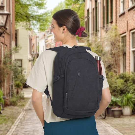 TRVLMORE Rucksack - 25L - 15.6 Zoll - Laptop-Rucksack - Schultasche - Unisex - Spritzwassergeschützt Schwarz