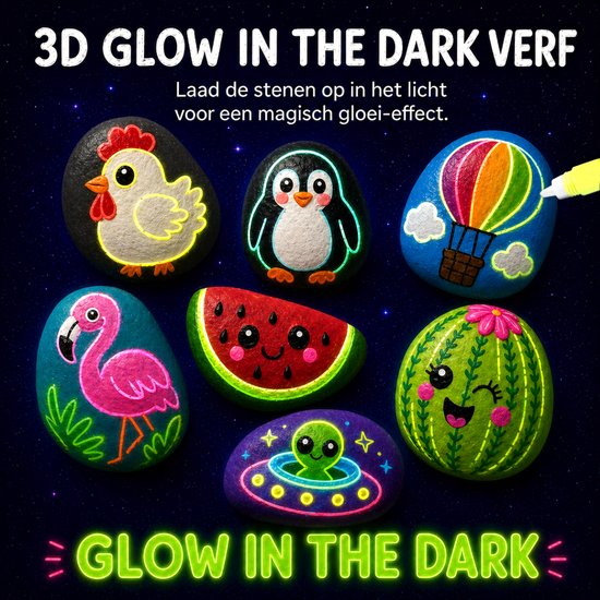 Vaive Steine bemalen, 2109-teilig – Glow-in-the-Dark-Happy-Stones-Bastelset – Basteln – Bastelset für Mädchen und Jungen – Bastelsets