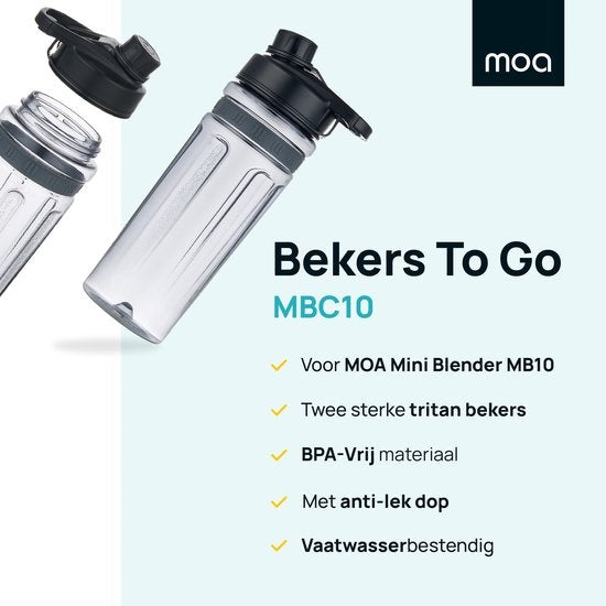 MOA Blender To Go MBC10 Extra Tassen - Tassen To Go - 2 Tritan-Tassen mit je 600ml - MBC10