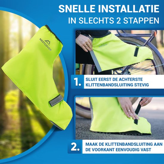 Nextcover® Wasserdichte Überschuhe | 100% wasserdichte Regenschuhe Fahrrad | Reflektierende Schuhabdeckung Wiederverwendbar | Regenabdeckungen für Schuhe | Überschuhe | Schuhschutz | Radfahren Überschuhe