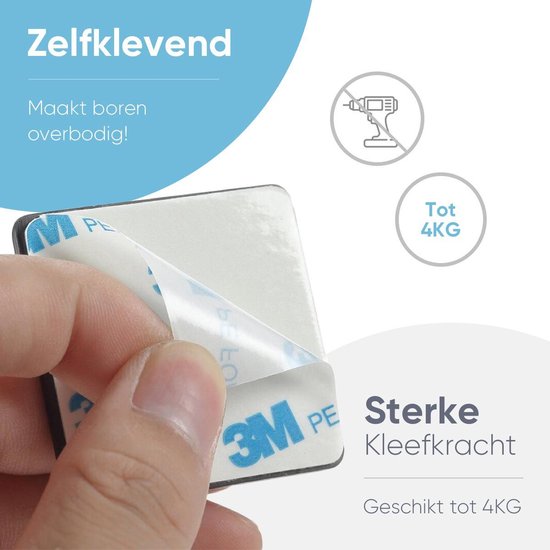 Trendfield Haken selbstklebend - Handtuchhaken - 4 quadratische selbstklebende Haken - Hängehaken - Wandhaken - Klebehaken Handtuch - Handtuchhalter - Hängehaken - Schwarz
