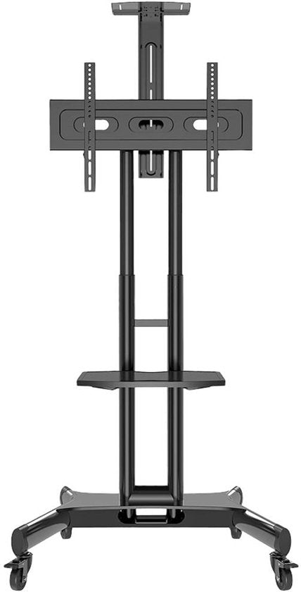 Neomounts NM-M1700BLACK mobiler TV-Ständer – 32–75" – Höhenverstellung 104,2–154,2 cm – manuell – inkl. Webcam- und Laptop-Halterung – schwarz