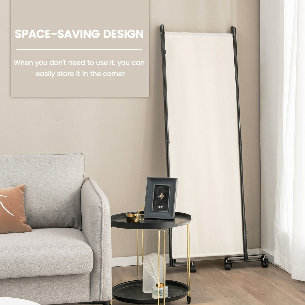 Coast Trennwand - 4-teilig - auf Rädern - faltbar - 225 x 173 cm - weiß