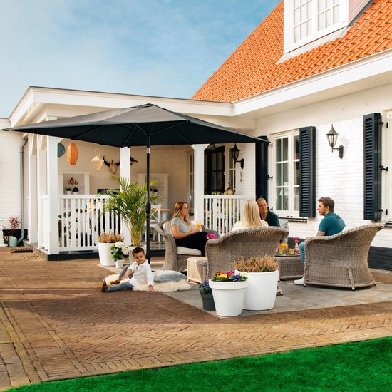 VONROC Premium Stick Sonnenschirm Rosolina 280x280cm - Inkl. Schutzhülle - Quadratischer Sonnenschirm - Neigbar - UV-beständiges Tuch - Schwarz