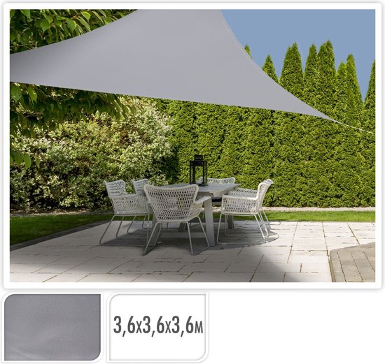 ProGarden Schattennetz, dreieckig, 3,6 x 3,6 x 3,6 m, grau