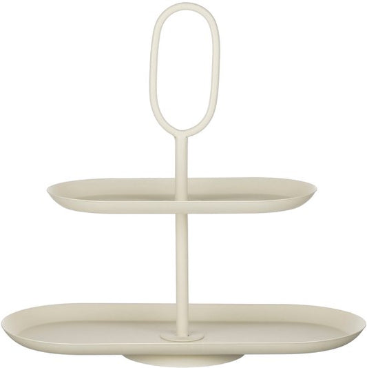 Mica Decorations Rama Etagère – Etagere zum Servieren und Präsentieren – Auch als Serviertablett oder Tortenständer verwendbar – Praktischer Servierturm aus Eisen – L 38 x B 17 x H 37 cm – Cremefarben