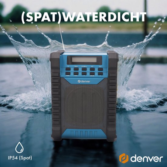 Denver Construction Radio DAB - Bluetooth - mit Akku - AUX - FM - USB-C - spritzwassergeschützt - WRD60