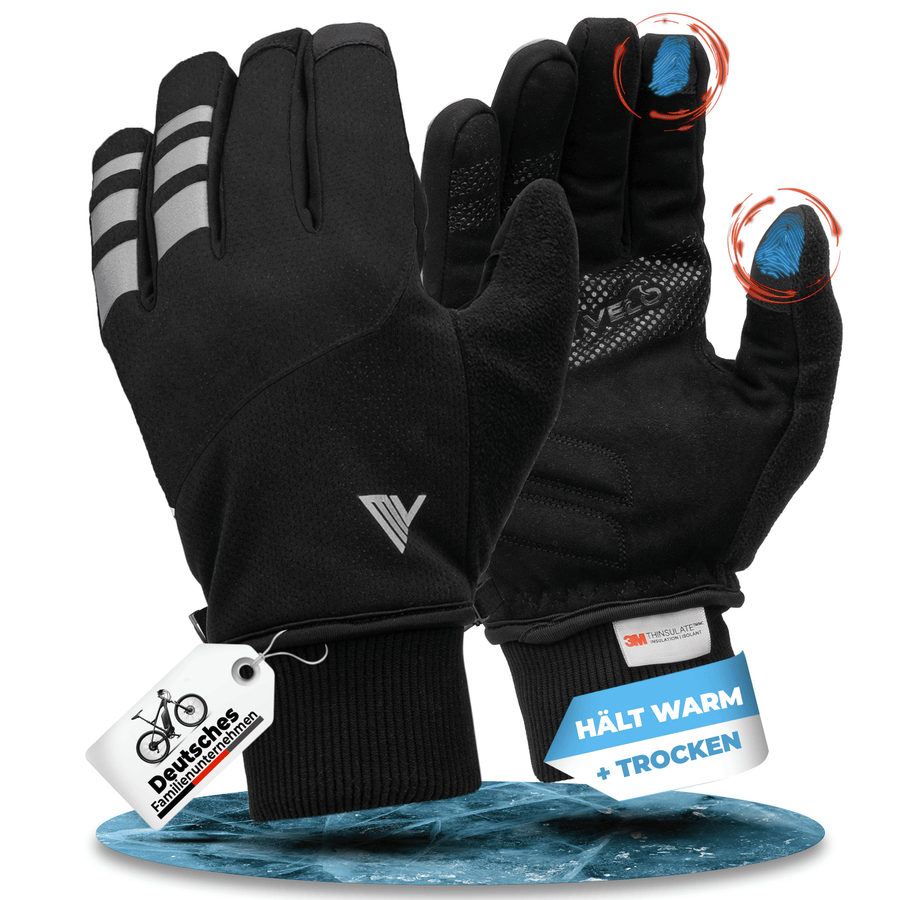 MIVELO THERMO-FIT Winterhandschuhe - Thermofleece & 3M Thinsulate - Schwarz - Unisex - Größe L