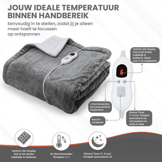 TTD®-Heizdecke elektrisch - 200 x 180 cm - 40-60 °C - Flanell