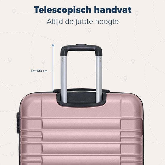 TRVLMORE - Koffer - Handgepäck - 54x36x20cm - 38L - Rose gold