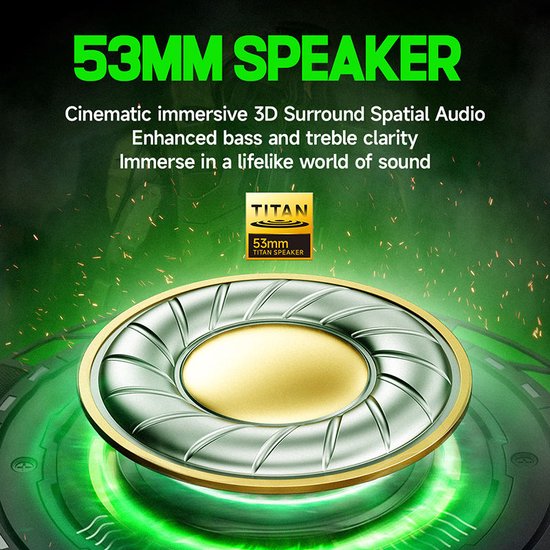 Kofire XG-ONE - Wireless Gaming Headset mit Mikrofon - Over-Ear-Kopfhörer - Xbox Serie X|S|One - Nintendo Switch/PS4/PS5/PC - Schwarz grün