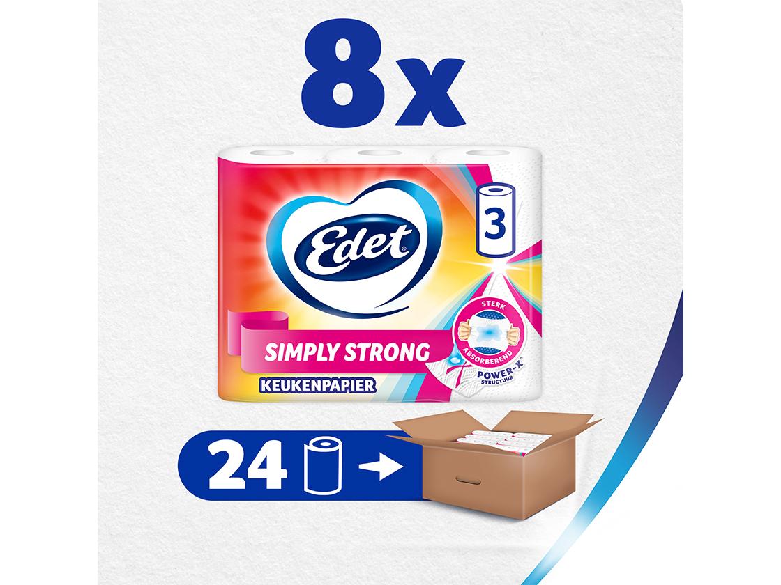 Edet Simply Strong Küchenpapierrolle – 3-lagig – 24 Rollen – Weiß