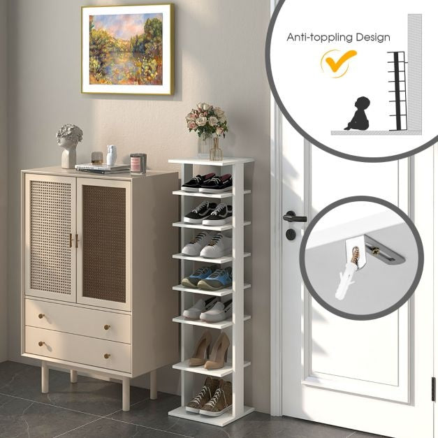 Coast Holzschuhregal 8-stufig - 28,5 x 25,5 x 110 cm - weiß
