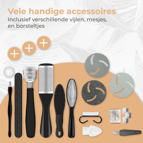 Nuvance - Elektrischer Hornhautentferner - Inkl. 3 Hornhautscheiben - Elektrischer Hornhautentferner - Professionelles Hornhautentferner-Set, 10-teiliges Pediküre-Set - Fußfeile - Usb wiederaufladbar