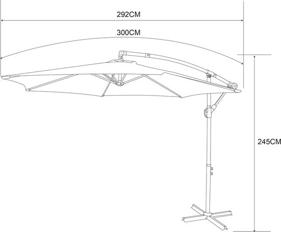 AXI Dion Schwebeschirm Ø 300 cm Eichenoptik/grün – Pulverbeschichtetes Gestell mit Kreuzfuß