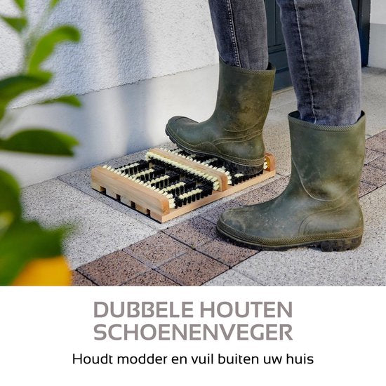Fußbürste mit Bürsten - für Stiefel und Schuhe - Holz - Anti-Rutsch