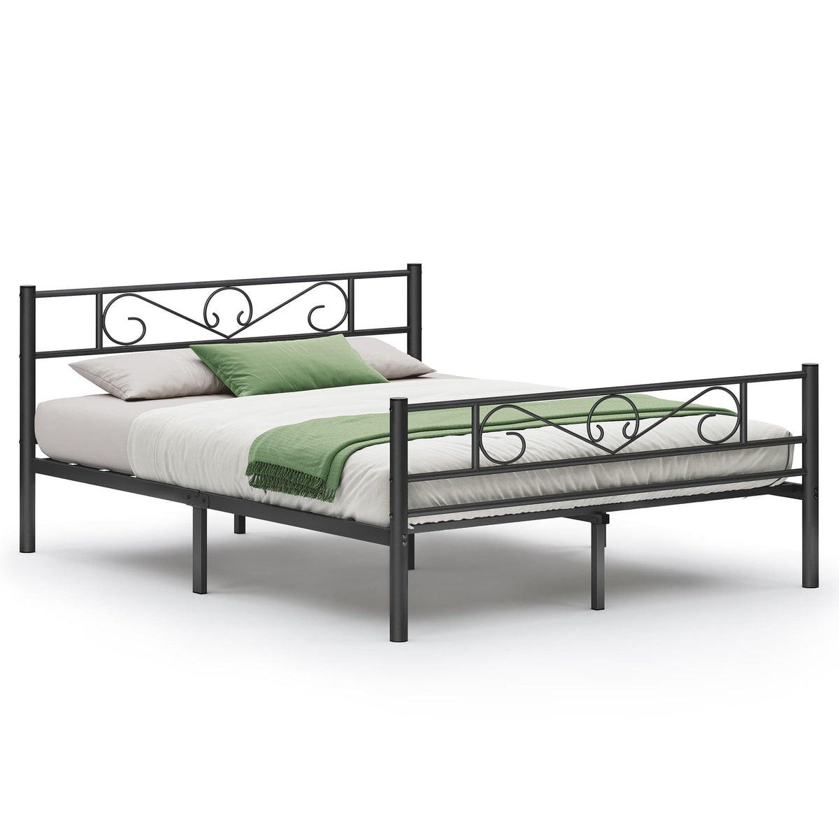 Yaheetech Metallbettgestell – Schwarz – 207 x 162 x 89 cm – Doppelbett, Matratze 160 x 200 cm