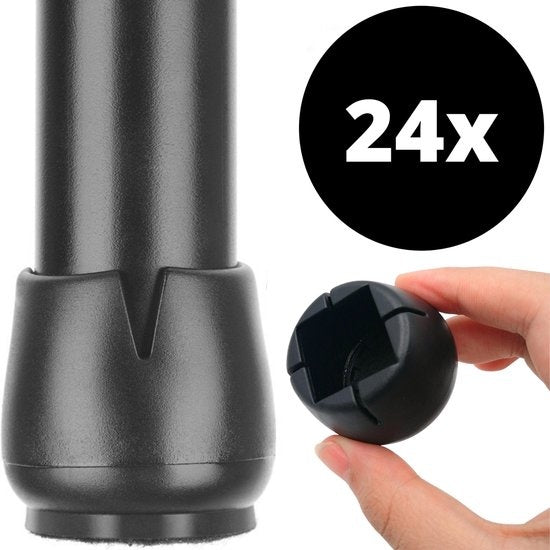 Stuhlbeinschützer Bodenschützer Ø22-25 mm - Stuhlbeinkappen Möbelkappen 24 Stück - Runde & quadratische Stuhlkappen Bodenschützer Stühle - Earkings Black