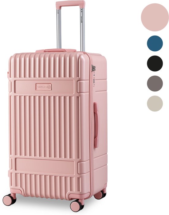 SKYCASES Trunk Travel Suitcase - Classic Heritage - Extra großer Koffer - 110L - TSA-Schloss - leichter Trolley - 78x44x36 cm - Trunk Roll Case - Spinner Wheels - Pink