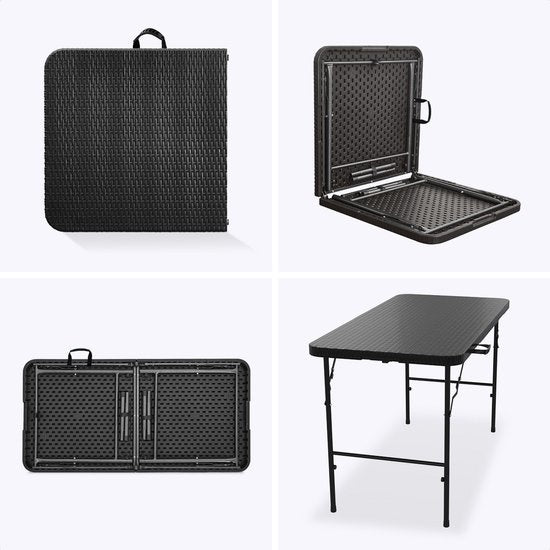 LifeGoods Zusammenklappbarer Tisch - 120 cm - Campingtisch - 4 Personen - Klappbarer Tisch - Schwarz