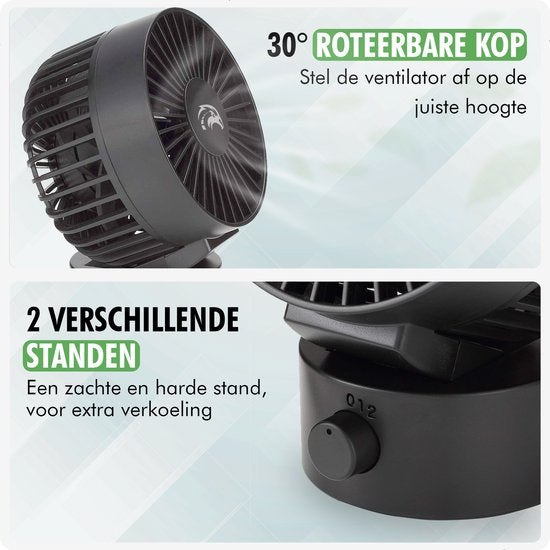 Travelhawk Mini USB-Ventilator - Tischventilator - Mini-Ventilator - klein, leise und geräuschlos - zwei Motoren - neigbar - 2 Geschwindigkeiten - schwarz