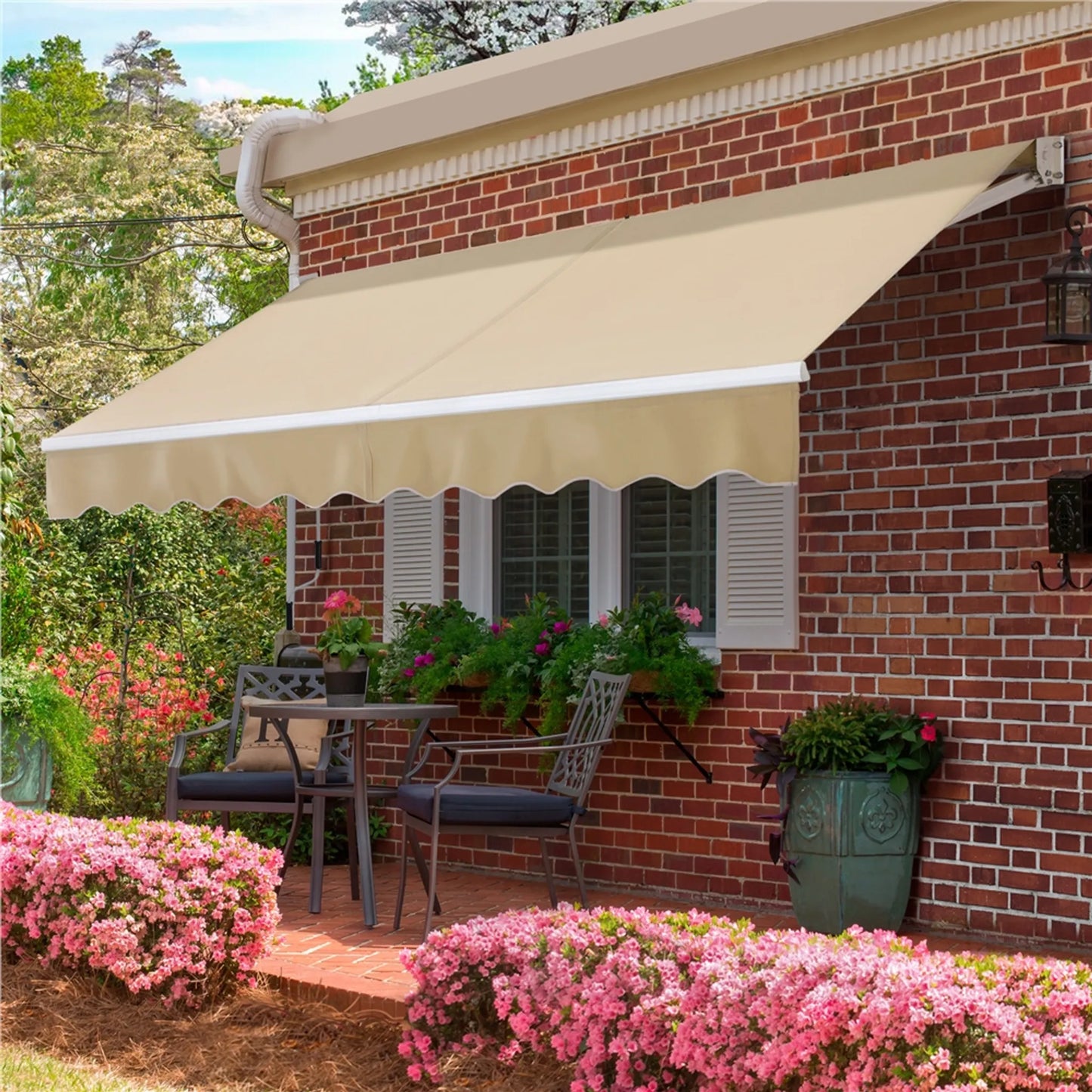 Yaheetech Klemmsonnenschirm - 300 x 250 x 25 cm - Ausgestattet mit manuellem Pendelstab und einstellbarem Winkel und UV-beständiger Beschichtung - Für Balkon und Terrasse - Beigefarbenes Polyester und Metall