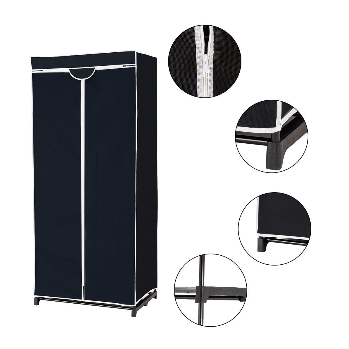 Coast Tragbare Garderobe - Stoff - 74 x 50 x 172 cm - Schwarz