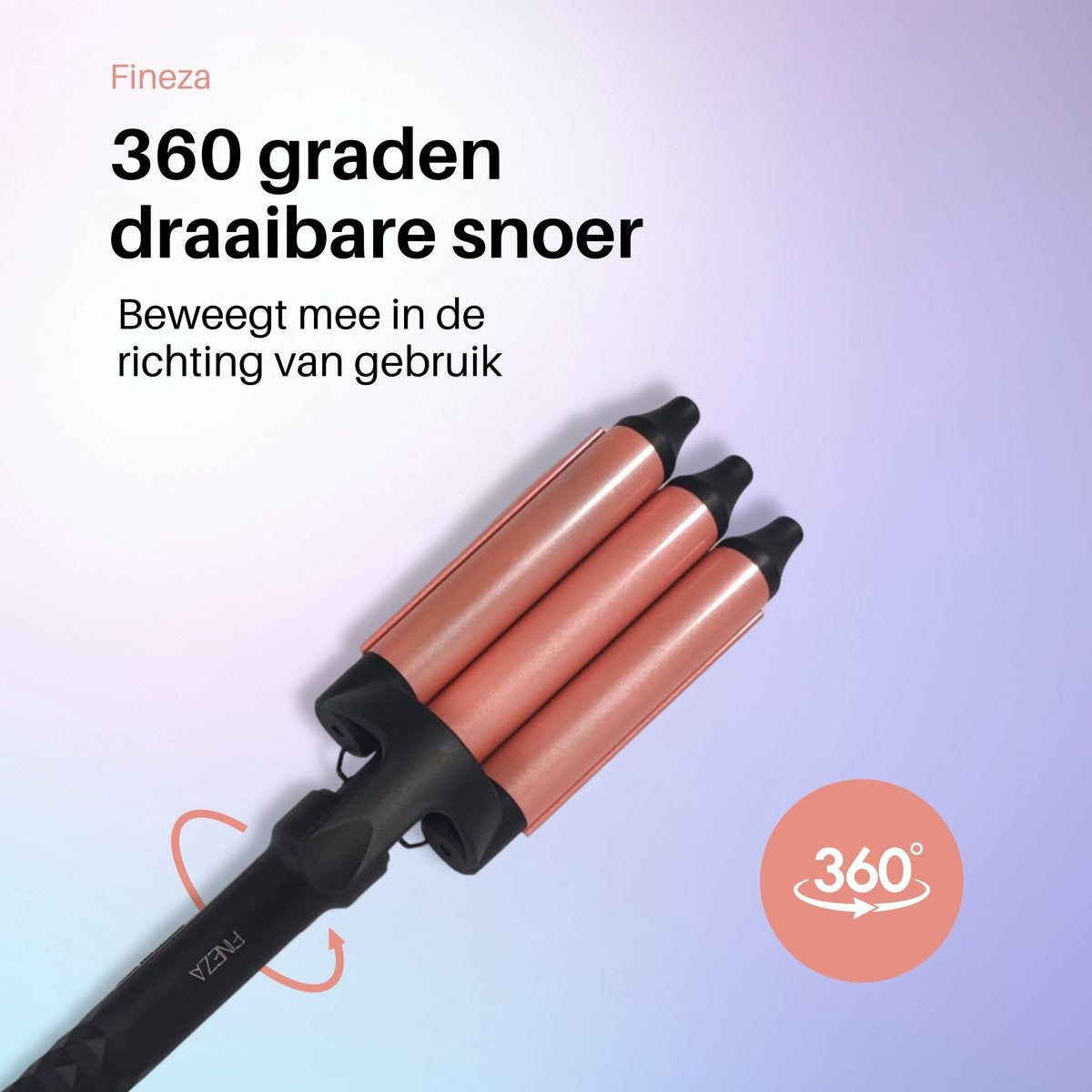 Fineza Waffelzange 25mm - Keramischer Lockenstab mit 10 Temperatureinstellungen - RosÃ©gold