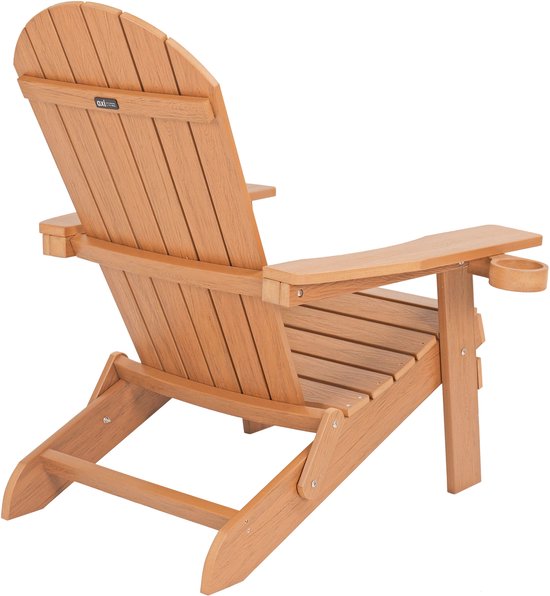 AXI Claire Adirondack Stuhl Braun – Loungesessel aus Kunststoff mit Armlehnen – Zusammenklappbar – Hohe Rückenlehne – Gartenstuhl – 84,5 x 77 x 95,5 cm – Langlebig und witterungsbeständig