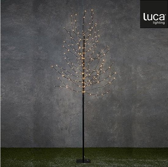 Luca Lichtbaum mit warmweißer LED-Beleuchtung - H200 x Ø18 cm - Schwarz
