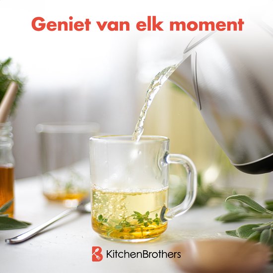 KitchenBrothers Wasserkocher - Elektrisch - 1.7L - Mit Kalkfilter - Edelstahl