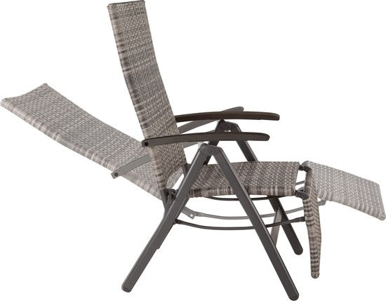Tectake - Klappbarer Gartenstuhl - aus Geflecht - Aluminiumgestell und Fußstütze - Grau