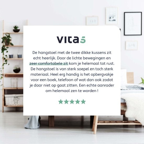 Vita5 XXL Hängesessel - innen und außen - inkl. 2 Kissen - Getränkehalter - Bücherfach - Erwachsene - Kinder - maximale Belastung 150kg - grau