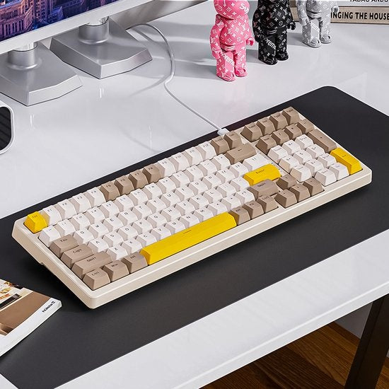 Fuegobird K3MAX Mechanische Gaming Tastatur - 100 Tasten - Gasket Mod - QWERTY - Mechanische RGB Hintergrundbeleuchtung Tastatur - Cheese