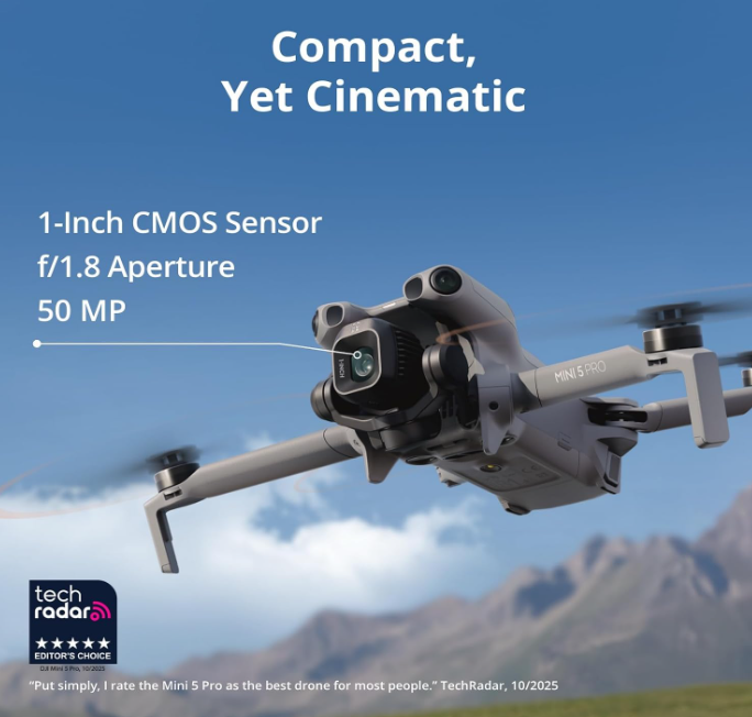 DJI Mini 5 Pro Fly More Combo Plus – Grau – mit DJI RC 2, 1-Zoll-CMOS, 4K-Kamera